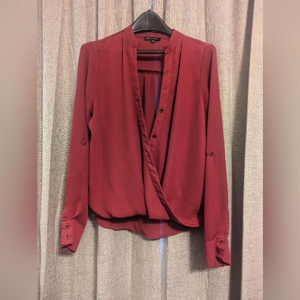 Sheer maroon long sleeve top